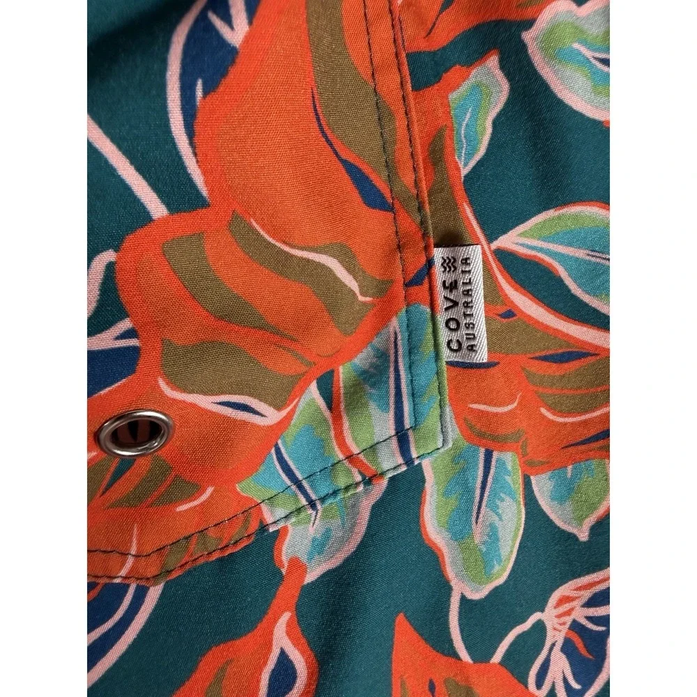 Cove Tropical Palm Leaf All Over Swim Trunks Mens Medium Multicolor Board Shorts